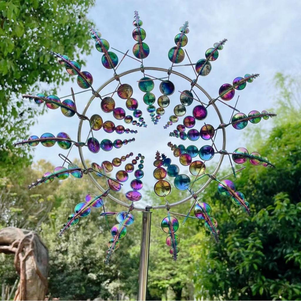 Outdoor Rotating Metal Windmill Sculpture Personalized Irregular Craft Decoration Wind Solar Spinners Yard Garden Decor