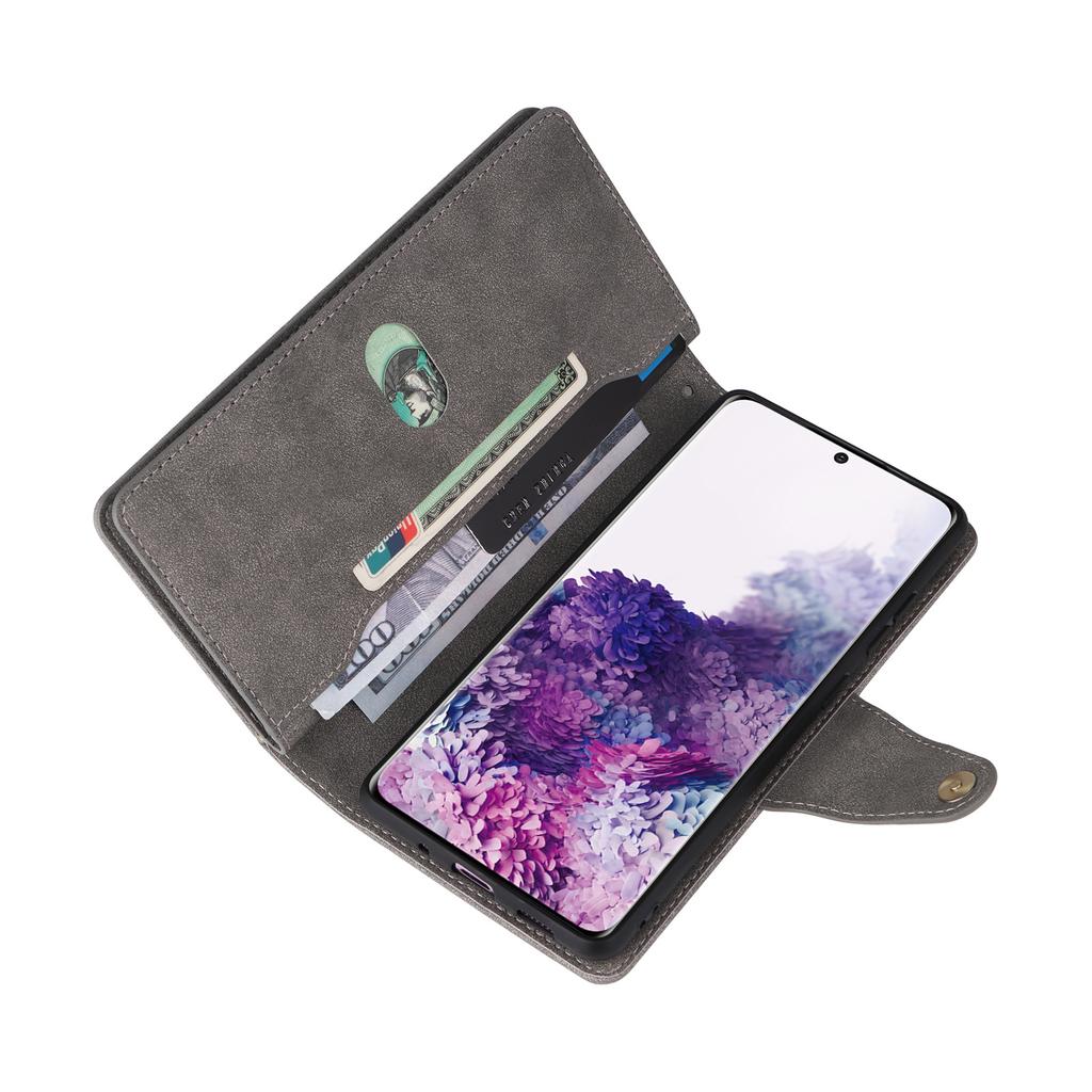 Suitable for Samsung S23 Mobile Phone Case Rivet Buckle Card Wallet Leather Case S22 Fantasy Nine Card Zipper Anti Fall Protection Cover