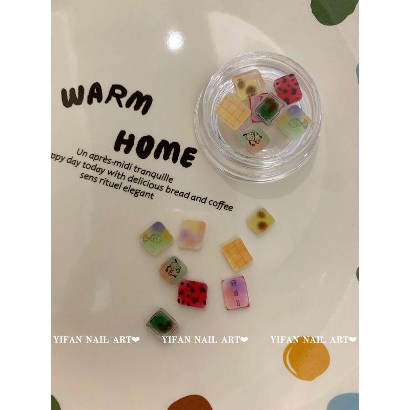 

Yifannail [Ins Style] Spring Short Nail ~ Children s Funny Dessert Cute Bear Nail Sticker J222q97 Q97-2. [B ins squares. 8]]
