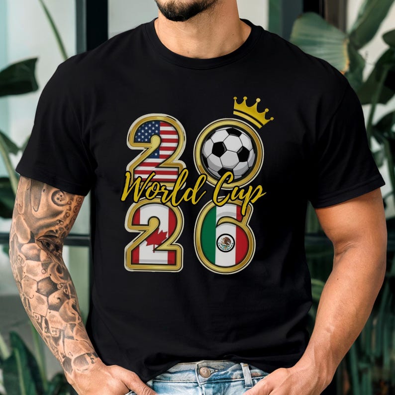 2026 Soccer Championship Gold Crown Design Shirt World Cup Fan Tee