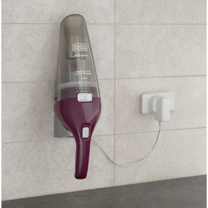 Aspirateur à main sans fil - BLACK & DECKER - NVC115W-QW - 8 AW - 3,6 V 1,5 Ah - Bordeaux