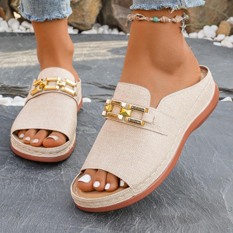 

Large size casual summer new chain thick-soled slippers wear open-toed cool slippers female wish 43