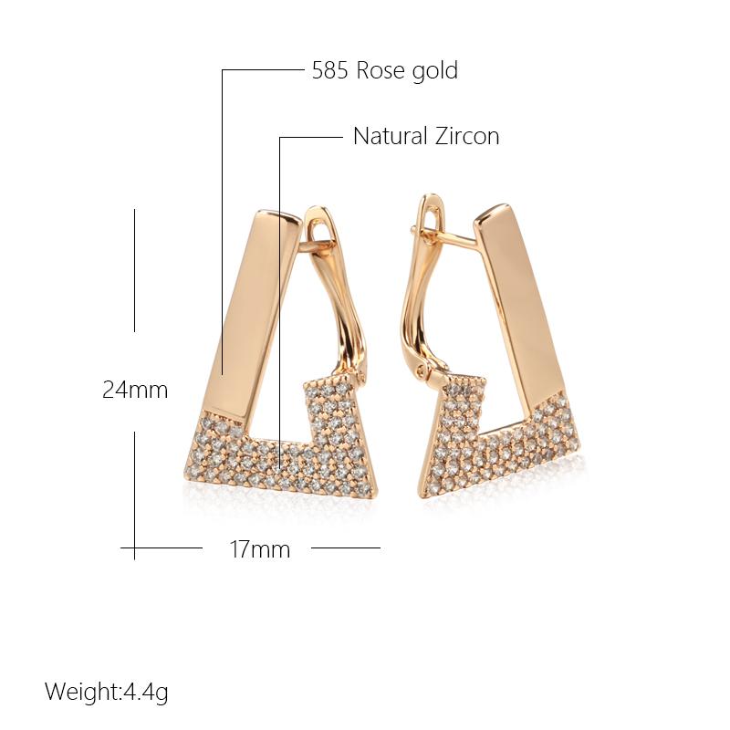 New Trendy Rose Gold Geometric Earrings For Women Vintage Bride Wedding Jewelry Cubic Zirconia Luxury English Earrings