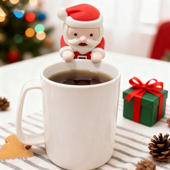 Yousheng Mini Santa Claus Cooling Fan USB Rechargeable Christmas Santa Hot Drinks Meals Coffee Tea Soup Beverage Food Cooling Tiny Robot Cooler Fan