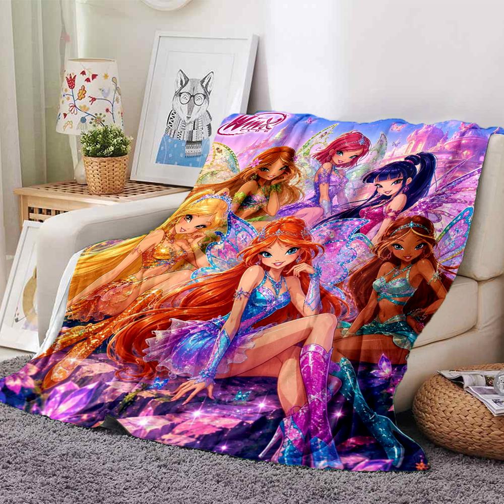 Winx Club Theme Printed Blanket - Perfect for Couch, Bed, Travel & Outdoor Use | Machine Washable, Cozy & Durable.