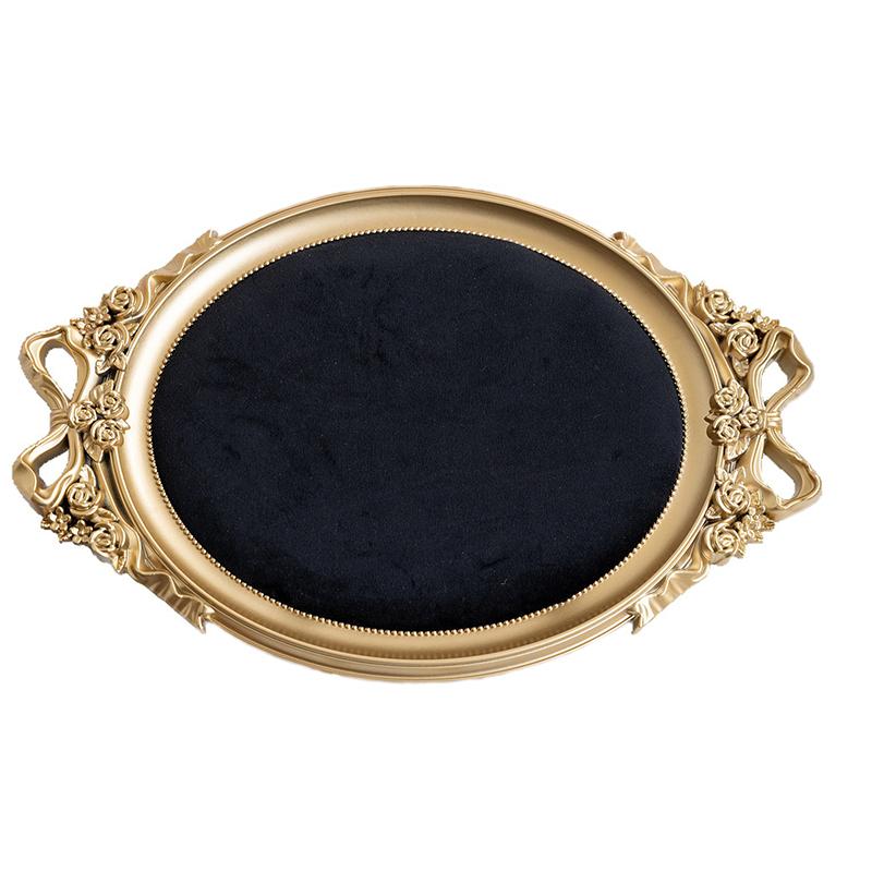 1PC Ornament Showcase with Gold Edging Flannel Photo Frame Antique Velvet Lined Shadow Box Classic Craft Storage Box 39x25cm