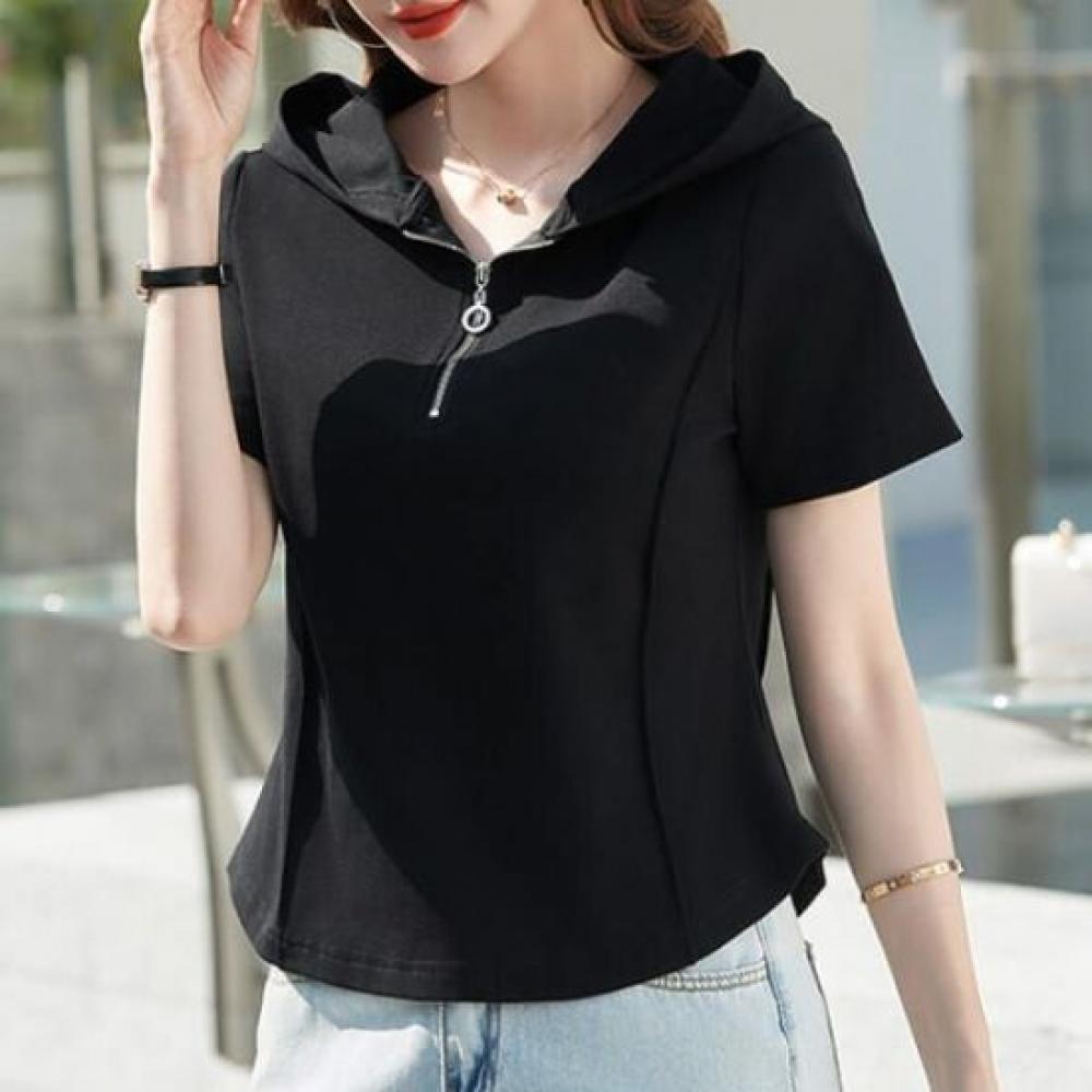 Navava Women Daily Zip Hoodie ShorT Sleeve T shirT nT2718