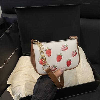 Neue schöne Erdbeer-Print Casual Kette Schulter Achseltasche süße Handtasche