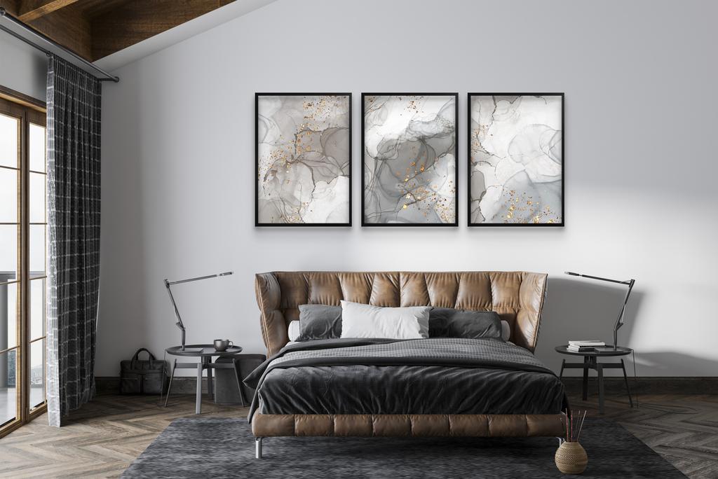 Zestaw Plakatów 30x40 Na Ścianę Obrazy Ścienne Marmur Złoto Do Sypialni
