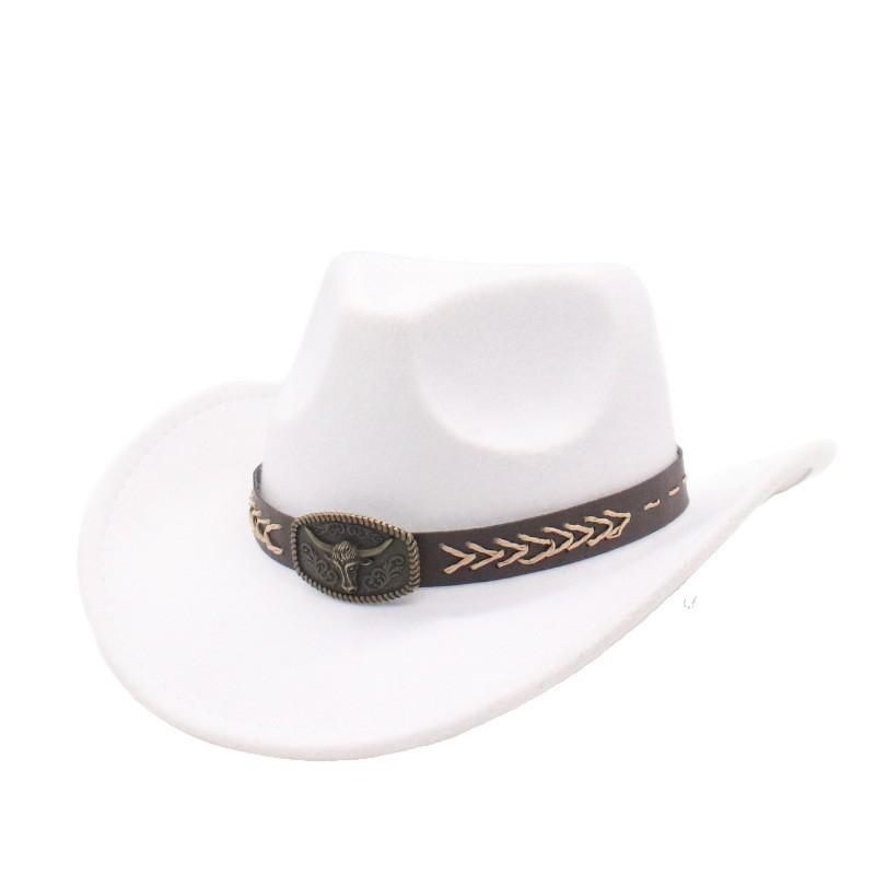 Bull Head Accessories, Western Woolen Outdoor Sunshade Knight Hat, Cowboy Hat, Men'S And Women'S Curved-Brimmed Jazz Hat