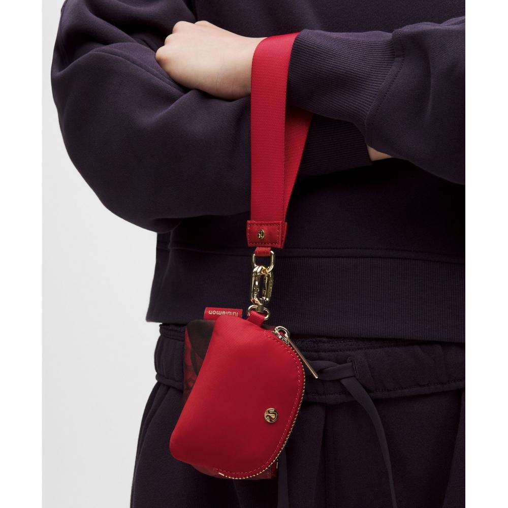Lululemon Lunar New Year Dual Pouch Wristlet Lunar Plumes Mini Red Multi Oxford Red