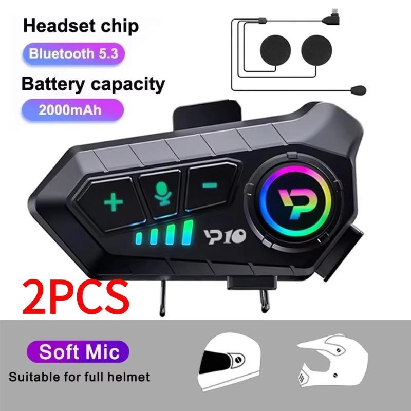 Y10 Motorcycle Helmet Intercom Bluetooth 5.3 Headset 300M Intercomunicador Riding Communication Wireless Interphone Waterproof Music Player Earphone