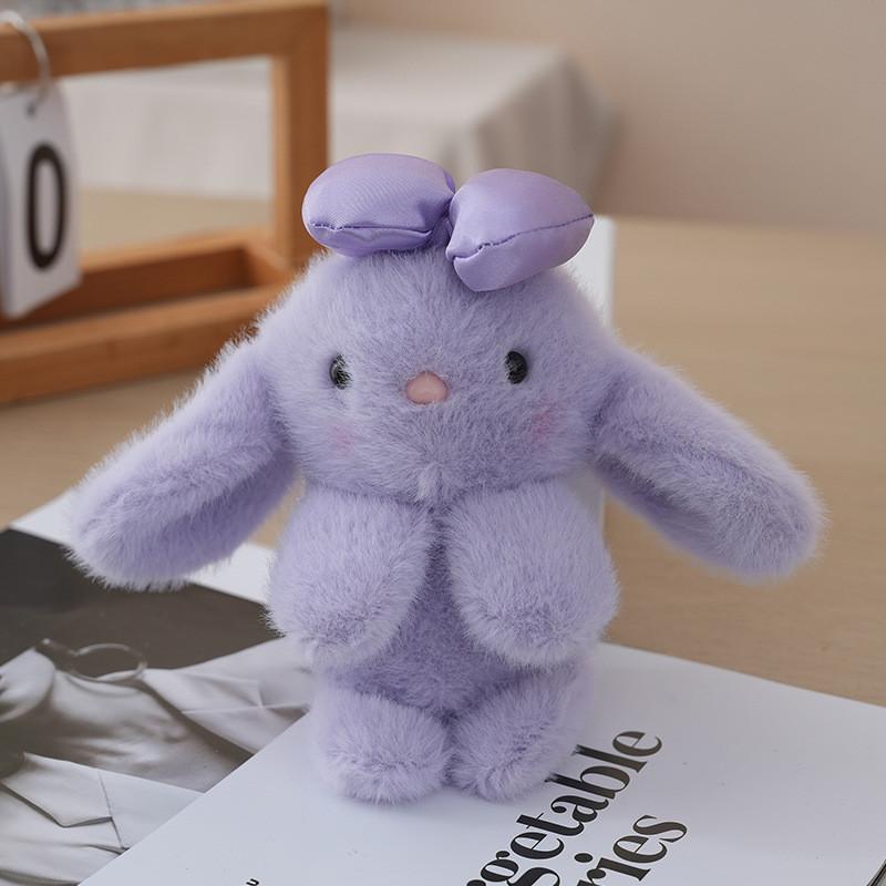 Stuffed Animal Bunny With Bow Keychain Pp Cotton Filling Key Chain