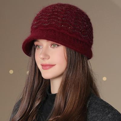 Mittelalterlich Ältere Hüte Damen Strickwollmützen Warm Ohrenschutz Zehenkappen Winddicht Plüsch Beckenhüte Hüte & Mützen (Damen)