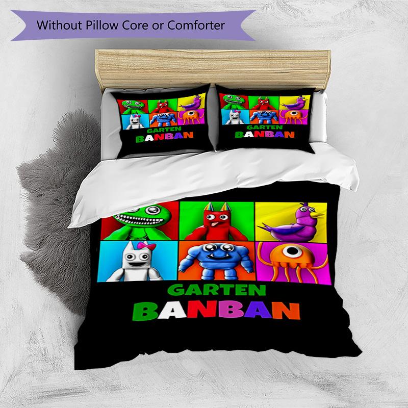 3-teiliges Bettbezug-Set (1 * Bettbezug + 2 * Kissenbezug, ohne Kern), Spiel Rainbow Friends Druck Bettwäsche-Set, Schlafzimmer-Dekoration, Ganzjahres, Geburtstagsgeschenk