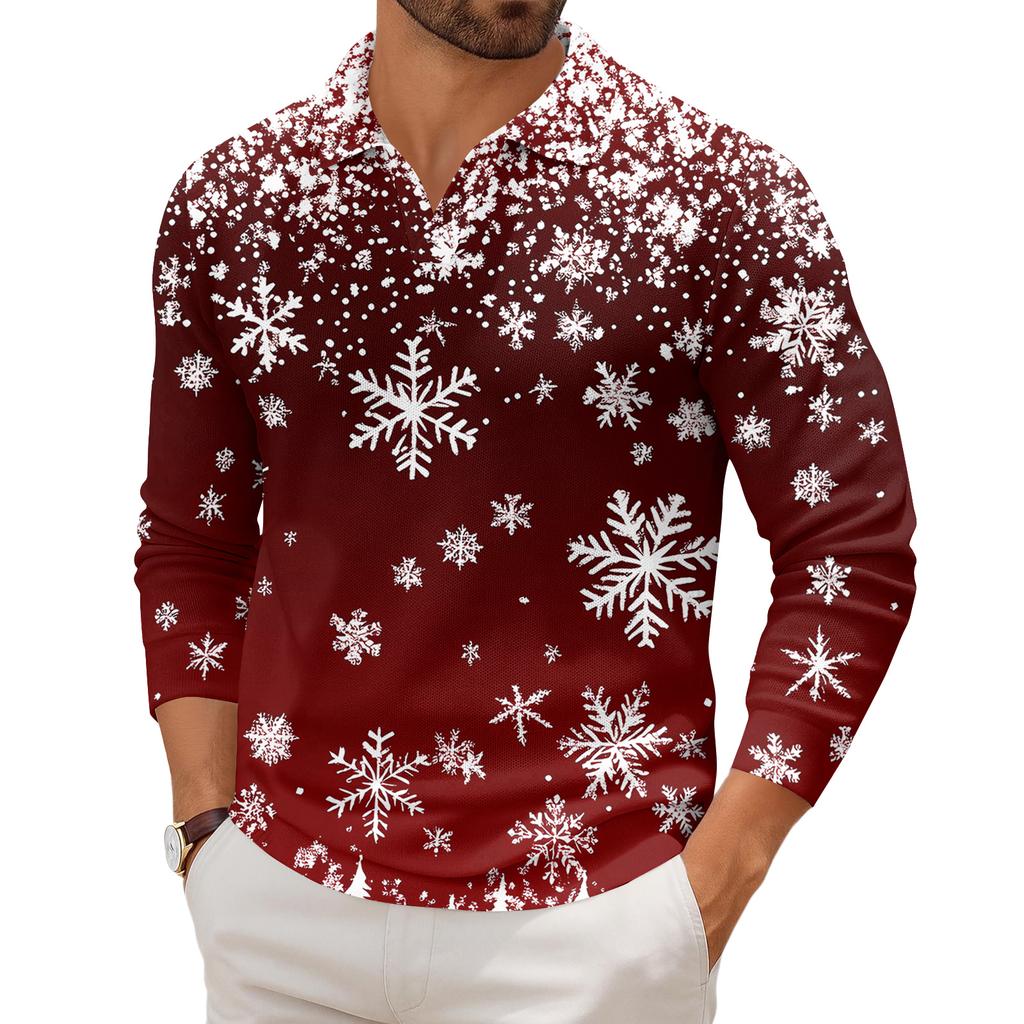 Men's Casual Collared Long-Sleeve Knit Base Layer Top