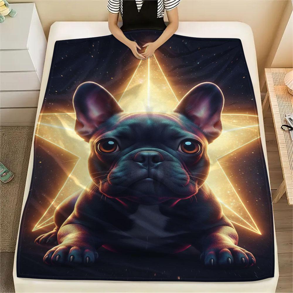 1Pc Stardogs Print Flannel Blanket, High quality Comfortable for All Seasons, Home Decor, Warmth and Comfort, Perfect for Christmas Gifts