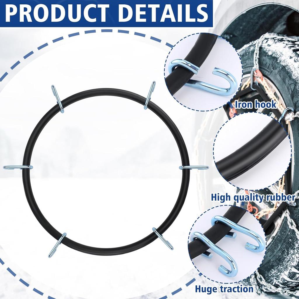BBTO 4 Pcs Light Truck Traction Chain Rubber Tightener Grip Light Truck/SUV Tire Tensioner Adjuster Tire Chain Tensioner For Wheels/Rims Sized From