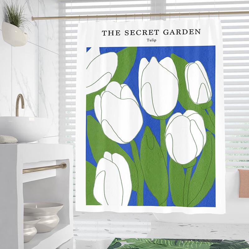 LISM Plant Floral Punch-Free Shower Curtain