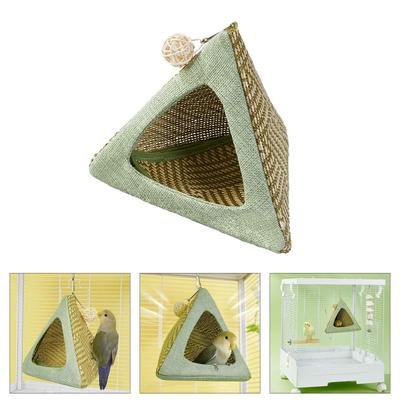 Ventilated Cloth Birdhouse For Parrots Hanging Decorative Nest Tent Triangular Shape Space Saving Cage Accessories