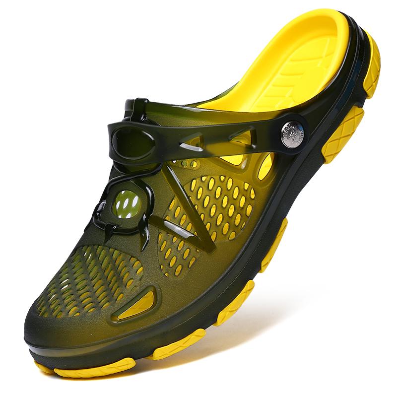 

Летние мужские сандалии, сабо, уличные повседневные пляжные тапочки, дышащая обувь для водных видов спорта, шлепанцы, мужские кроссовки для плавания цвета морской волны 45 зелёный