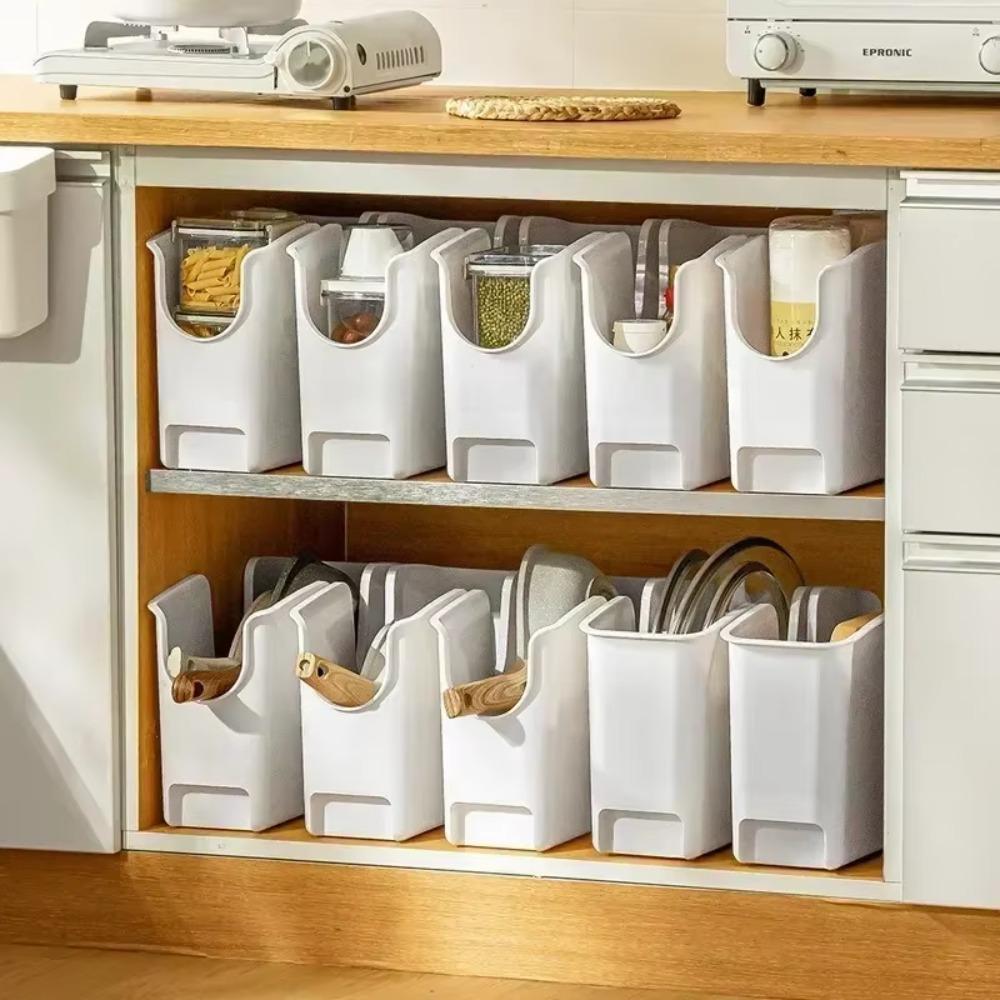 

2025Hot Plastic Pot Storage Box Large Capacity Dustproof Pan Lid Holder Household Kitchen Organizer Sorting Storage Shelf Racks белый