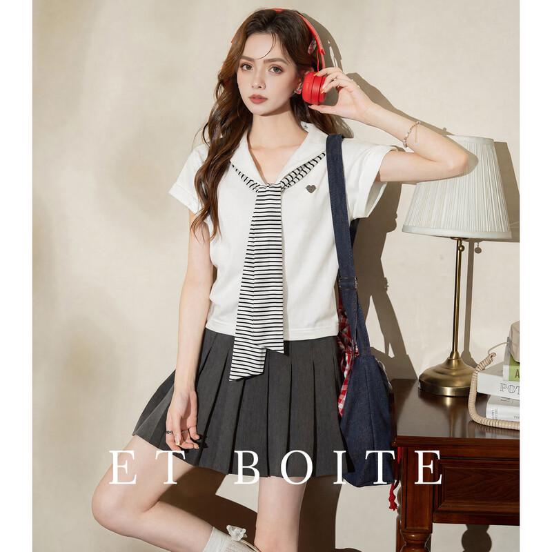 ET BOITE Women s Academy Style Sailor Collar T-Shirt S