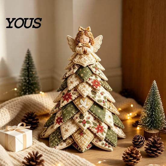 Patchwork Tree Crafting Supplies DIY Quilted Christmas Kit, 3D Fabric Craft Set for Project Beginners, Handmade Tabletop Holiday Decor with
