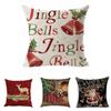 Festive Christmas Xmas Linen Cushion Cover With Elegant Single Side Printing Design