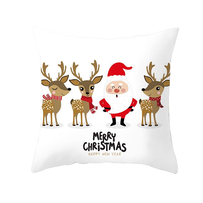 White Christmas Pillow Case Cute Santa Claus Elk   Cover Winter Snowflake Decorative Cases