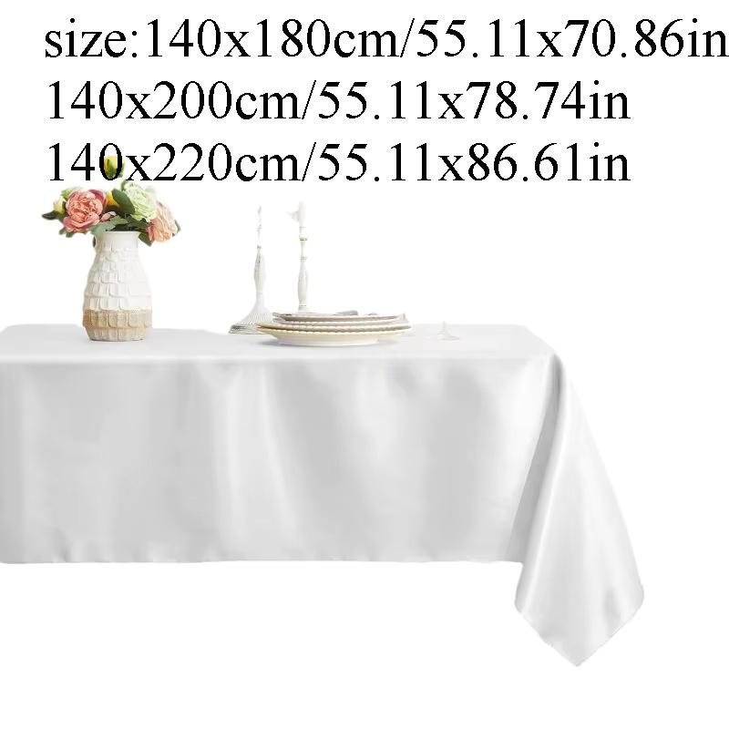 1pc Solid Rectangle Table Cloth, Washable Polyester Fabric Table Cover for Wedding, Birthday Party, Banquet Reception