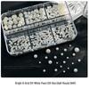 Bright Pearl Nail Art Set: White Flat-Bottom Half-Round Pearls In Mixed Sizes