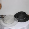 Silver Wire Braided Flat Top Straw Sun Hat With Wide Brim Diamond Waist Cover Light Luxury Summer High-End Sun Protection