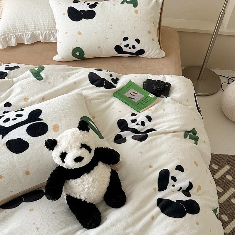 Set de patru piese din catifea cu lapte de iarnă de clasa a în desene animate pat îngroșat pentru student cearșaf de pat din trei piese cearșaf de pat cuvertură