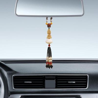 Ciondolo per auto Statua di Buddha 28 cm Ornamento pendente Accessori per auto Legno Regalo Nappa universale