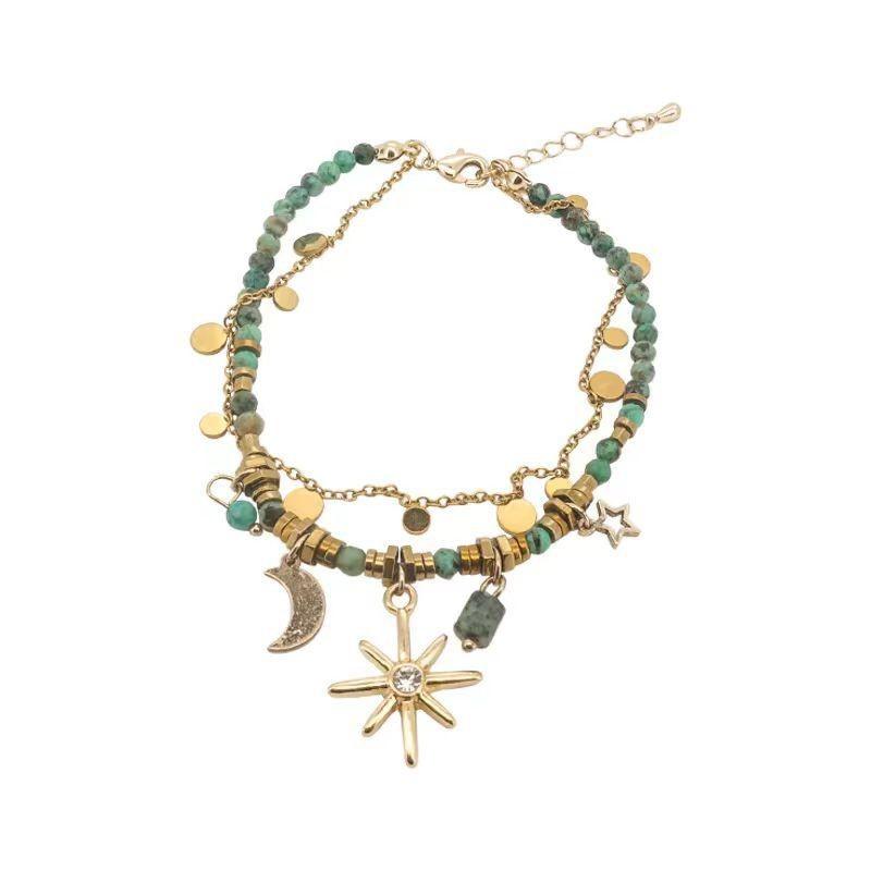 New Chinese Colorful Bead Bracelet for Women Antique Elegance Adjustable Multi Layer Stackable Hand Jewelry