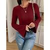 Women S Slim Fit Long Sleeve Knit Top Crew Neck Brushed Fall Winter