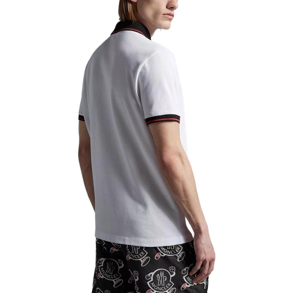 Moncler SS23 Color Block Logo Patch Short Sleeve Polo Shirt Men tops White I10918A0001284454001