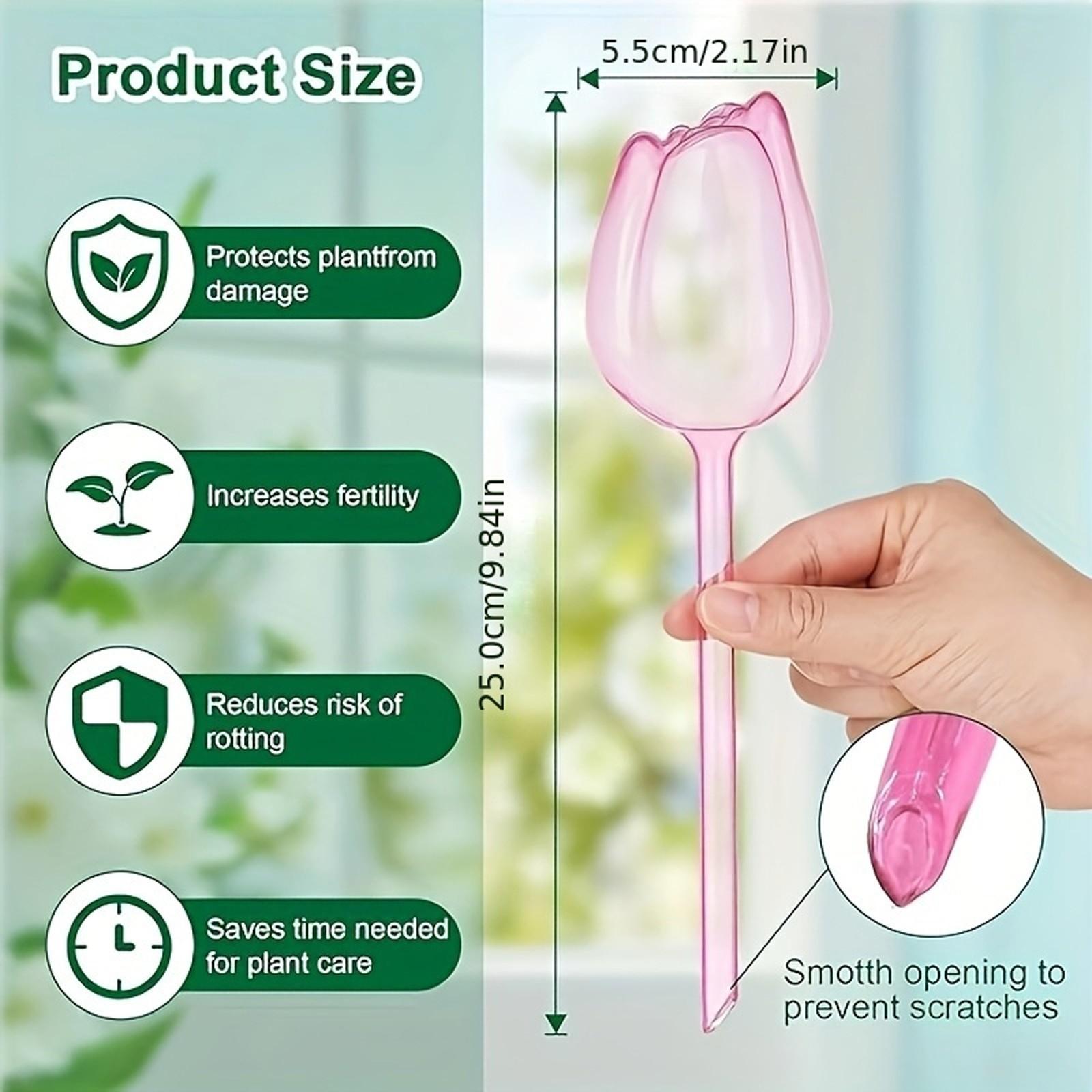 

4Pcs Garden Pink Tulip Plant Watering Balls Suitable For Indoor Outdoor Plants Automatic Plant Drippers And Automatic Watering розовый