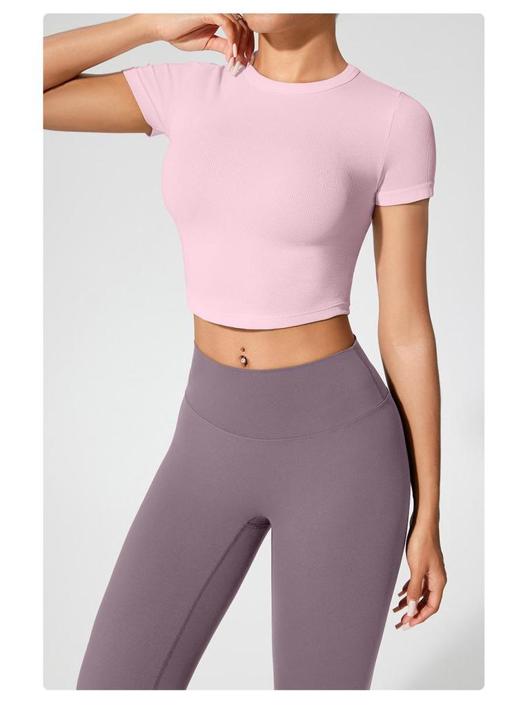 Women's Seamless Sports Top: Breathable, Short Sleeve Yoga and Running T-Shirt for Summer Fitness