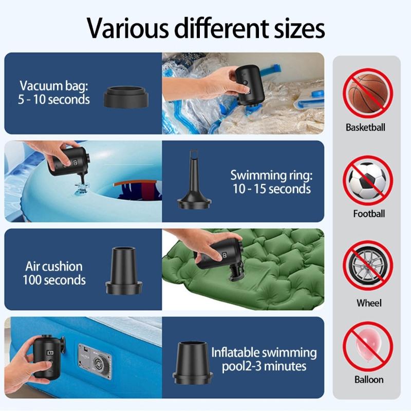 Double Motor Outdoor Air Pumps Compacts Light Weight Camping Light Hook For Inflatable Mattress Pool Rafts