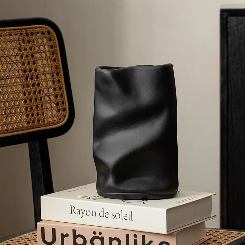 Ceramic Vase Irregular Wrinkles Origami Vase Ceramic Handicrafts Flower Arrangement Accessories Terrarium Home Decoration