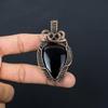 Black Onyx Gemstone Pure Copper Wire Wrapped Handmade Pendant Jewelry For Her