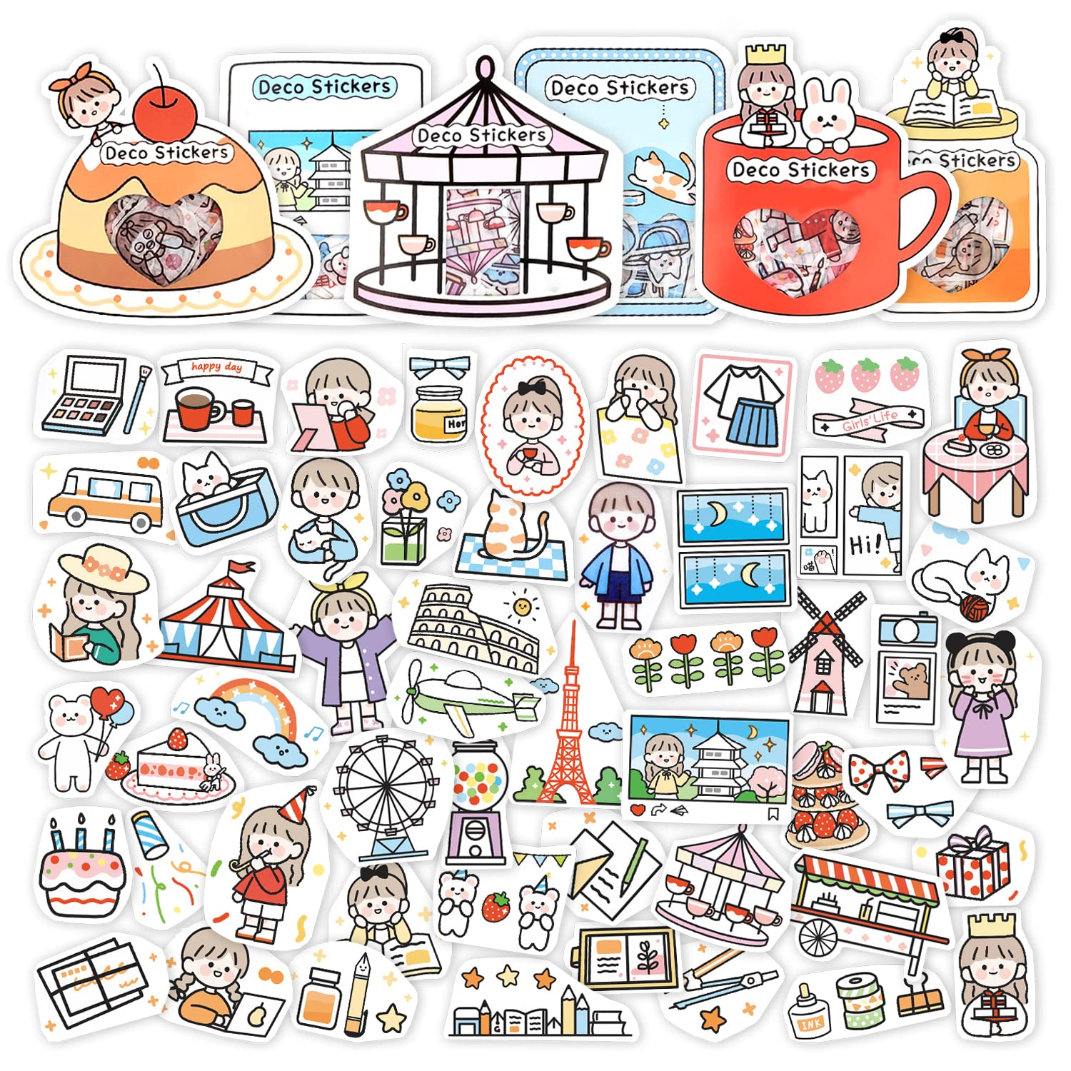 

6 Bags of Planner Scrapbook Washi Kids Decorative 240 6 for Photo Bullet and Crafts Stickers, Stickers, Stickers, Stickers, Stickers, Themes,