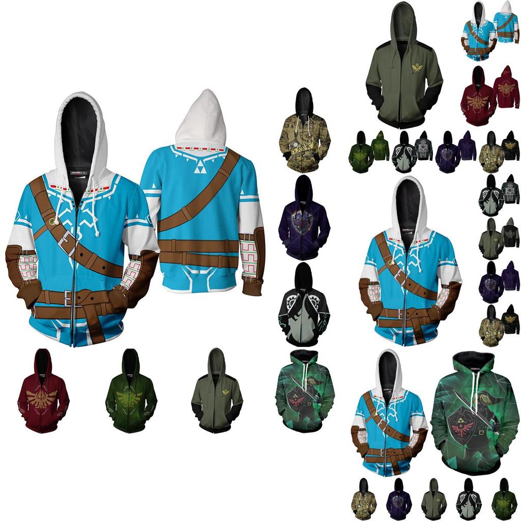 Spiel The Legend Of Zelda Cosplay Hoodie 3d Reißverschluss Sweatshirt Jacke Für Ultimativen Komfort