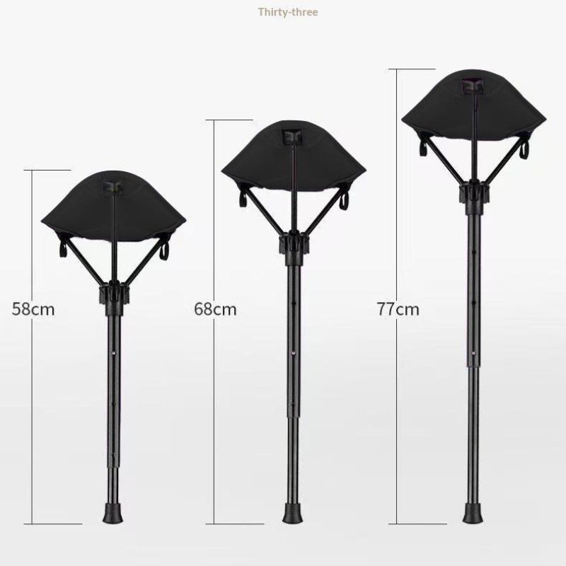 Folding Chair Collapsible Chair Retractable Walking Aid Crutch Stool Adjustable Hiking Chair For Outdoor Hiking Picnic Travel
