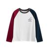 Korean Style Children's Clothing for Older Boys, Spring Cartoon Color-Blocking Round Neck Long-Sleeve T-Shirt, Pure Cotton Base Shirt