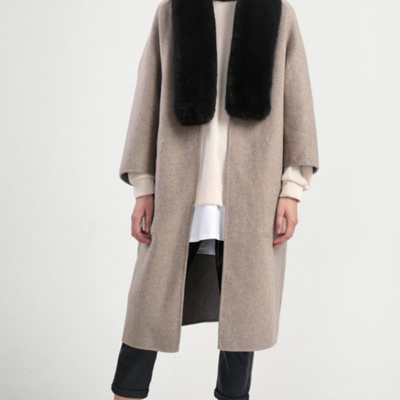 LALA Fur Long Scarf - Black