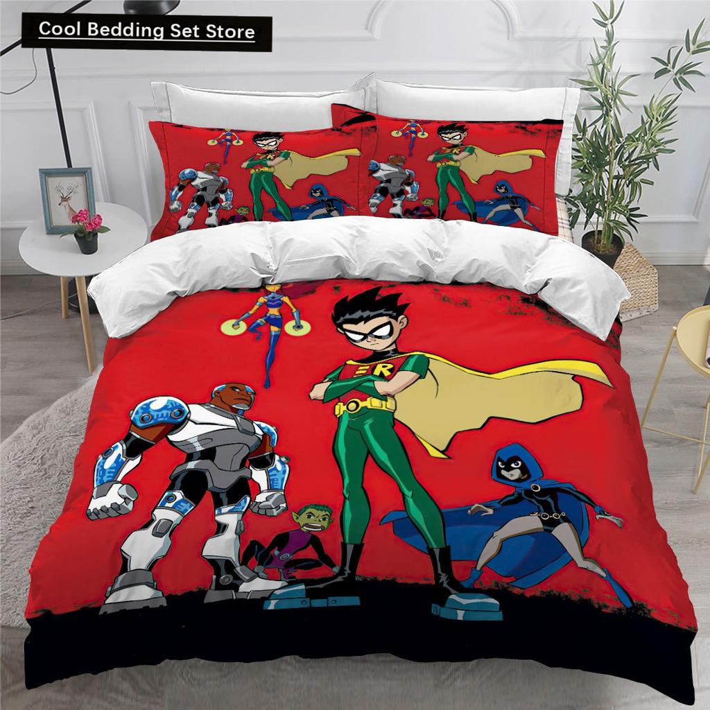 Teen Titans Go Povlečení Jednolůžko Twin Full Queen King Velikost Anime Sada Povlečení Aldult Dětský Pokoj Povlaky na Peřinu Sada 3D Tisk 014