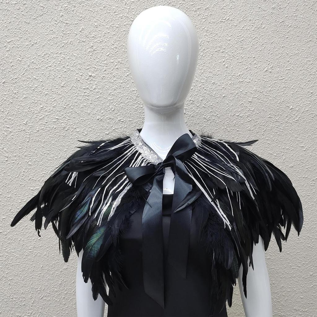 Gothic Feather Shawl Stage Makeup Ball Costume Accessories